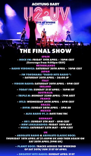 今夜はU2特集！Live At Sphereのライヴ音源を！アルバム紹介はSUM41&Chris Brownデラックス盤！名盤は「Flashdance」